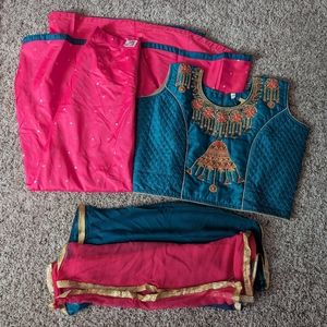 NWT Pink and Blue Lehenga